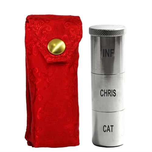 RED SATIN CASE COMPLETE WITH HOLY OILS STOCK