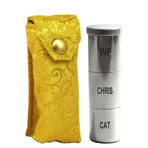 YELLOW SATIN CASE COMPLETE WITH HOLY OILS STOCK