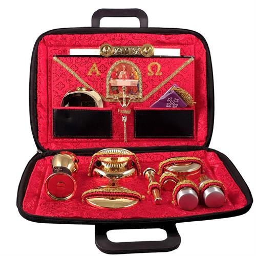 CARTELLA PER CELEBRAZIONE RASO ROSSO ALFA E OMEGA