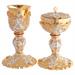 GOLD PLATED CHALICE AND CIBORIUM TWO-TONE BAROQUE DECORATION