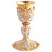 GOLD PLATED CHALICE AND CIBORIUM TWO-TONE BAROQUE DECORATION