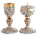 GOLD PLATED CHALICE AND CIBORIUM TWO-TONE BAROQUE DECORATION