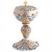 GOLD PLATED CHALICE AND CIBORIUM TWO-TONE BAROQUE DECORATION