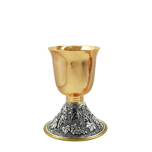 CALICE SU BASE UVA E FOGLIE DI VITE ARGENTO ANTICATO