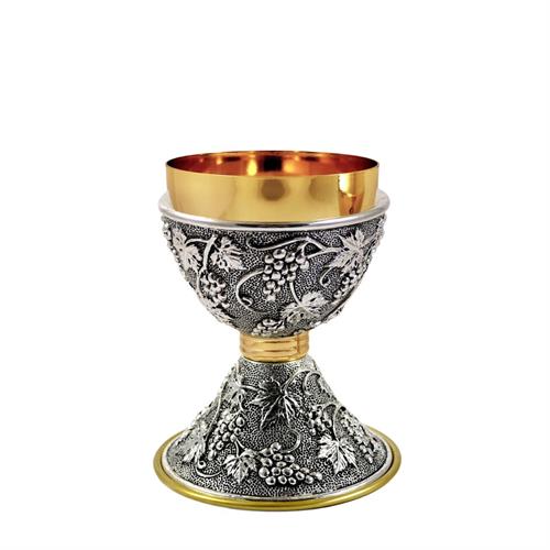 CALICE CON DECORO UVA ARGENTO ANTICO E NODO DORATO