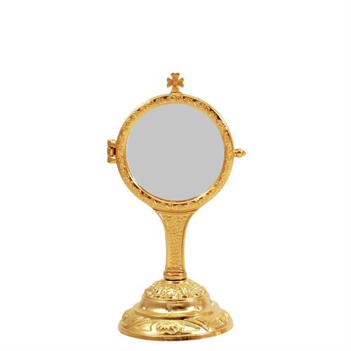 CHAPEL MONSTRANCE ON DECORATED BASE WITH LONG STEM