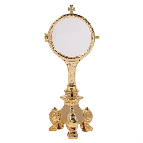 CHAPEL MONSTRANCE ON A BAROQUE BASE WITH A LONG STEM