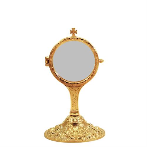CHAPEL MONSTRANCE GOLD PLATED BAROQUE BASE LONG STEM