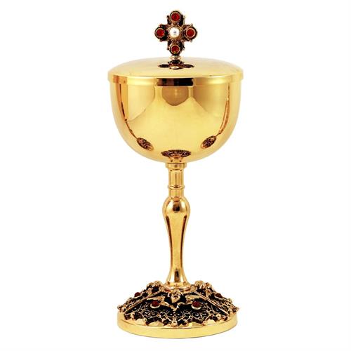 CIBORIUM ON ANGEL BASE WITH RED STONES