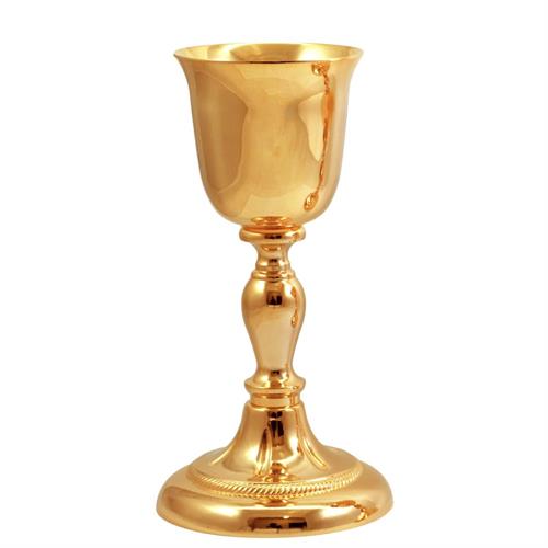 GOLD PLATED CHALICE  ON BASE WITH DECORATION