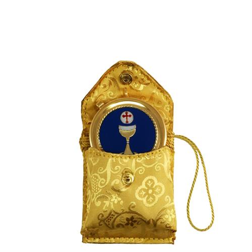 YELLOW SATIN PYX CASE WITH ENAMELLED PYX