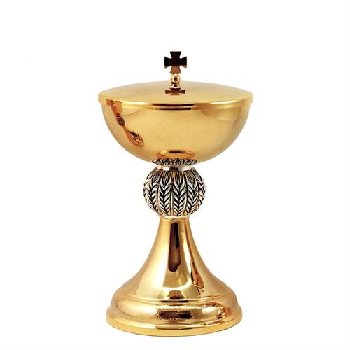 GOLD PLATED CIBORIUM  WITH EARS OF WHEAT KNOT