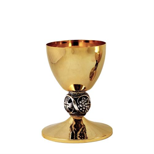 GOLD PLATED CHALICE  WITH CROSS AND EARS OF WHEAT