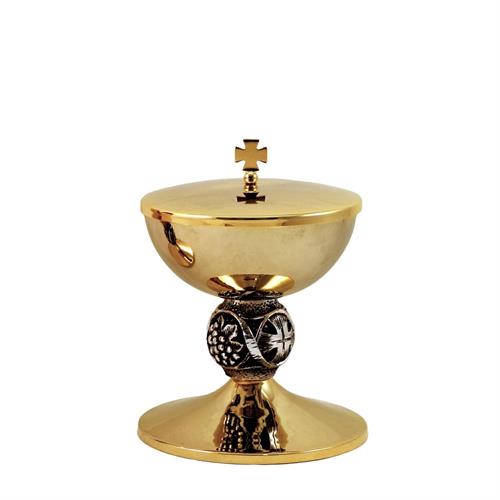 GOLD PLATED CIBORIUM  WITH CROSS AND EARS OF WHEAT