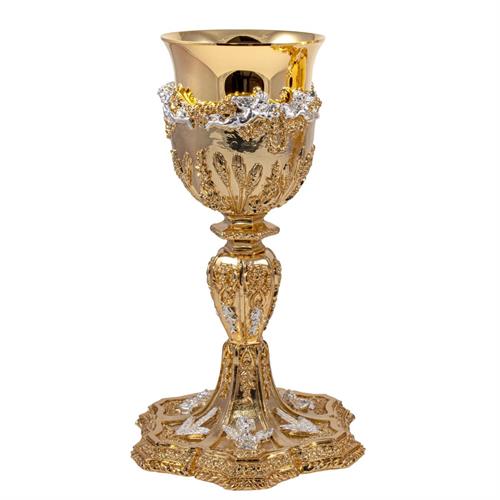 CALICE BAROCCO DORATO CON ANGELI ARGENTATI