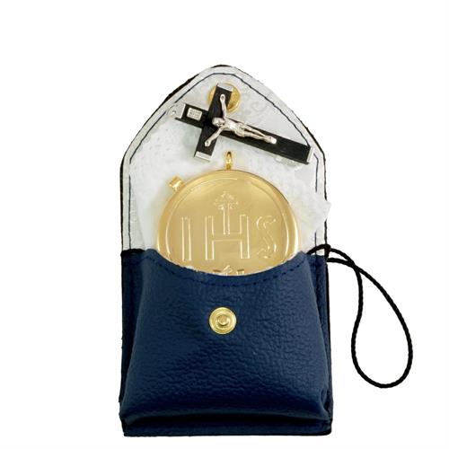 PORTA TECA VERA PELLE BLU CON TECA IHS