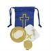 BLUE SATIN EMBROIDERED BAG WITH SMALL PYX AND PATEN