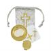 WHITE SATIN EMBROIDERED BAG WITH SMALL PYX AND PATEN