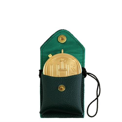 GREEN GENUINE LEATHER PYX CASE WITH IHS PYX
