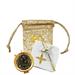 EMBROIDERED GOLDEN SATIN CASE WITH DECORATIVE PLAQUE PYX