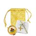 YELLOW SATIN EMBROIDERED CASE WITH DECORATIVE PLAQUE PYX